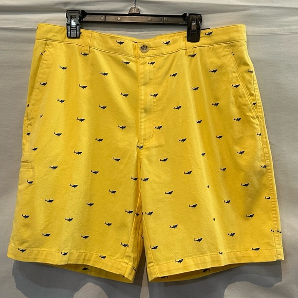 NWT Men's Boca Classics 100% Brushed Cotton Flat-Front Shark Print Shorts